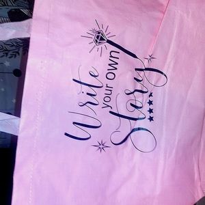 reusable shopping / tote bag, pink "write your own story"